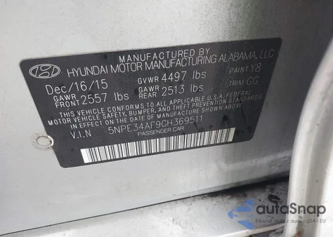 2016 Hyundai Sonata Sport z USA, uszkodzony, nr VIN 5NPE34AF9GH369511